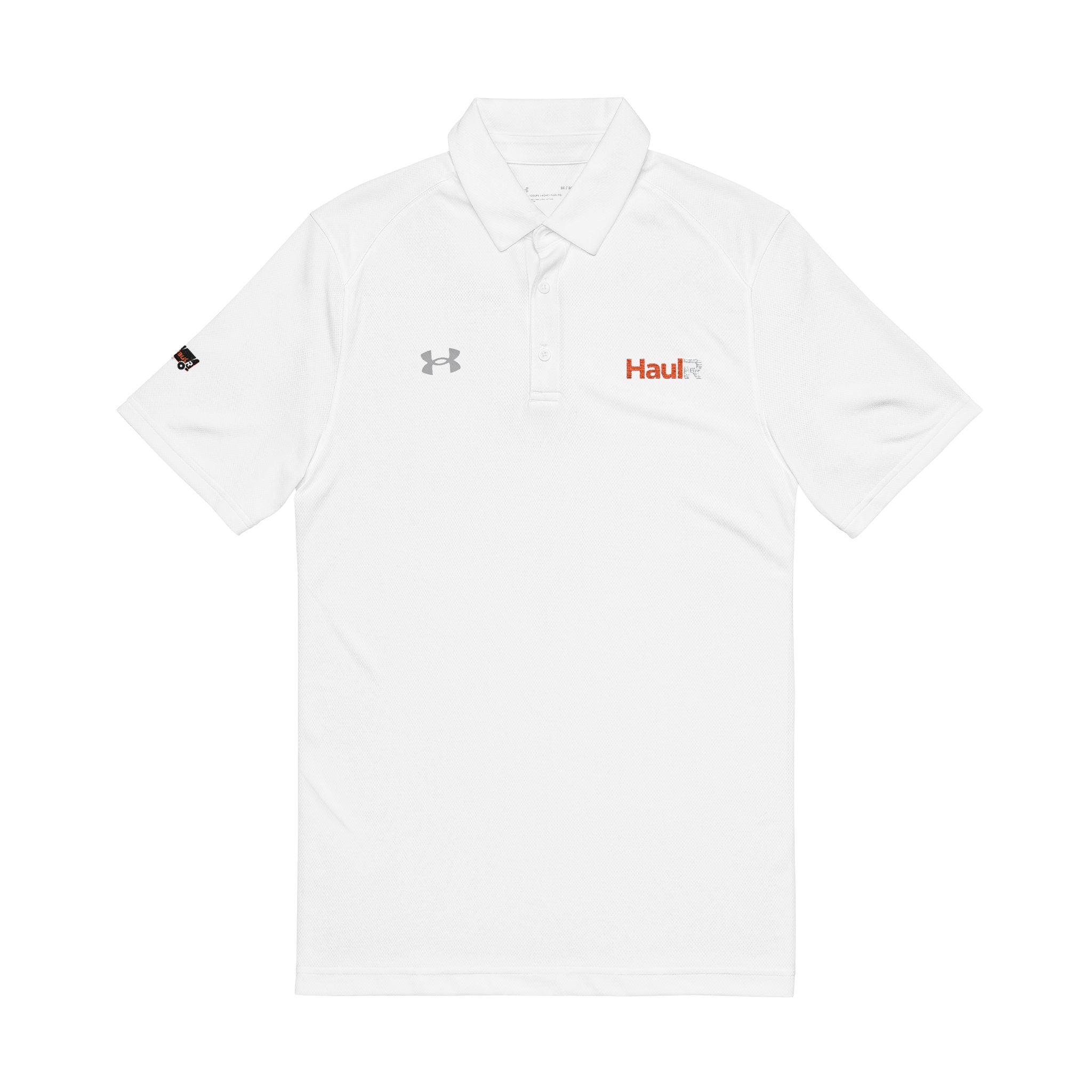 Men's Embroidered White Polo Shirt - 'Hau!' Logo Under Armour