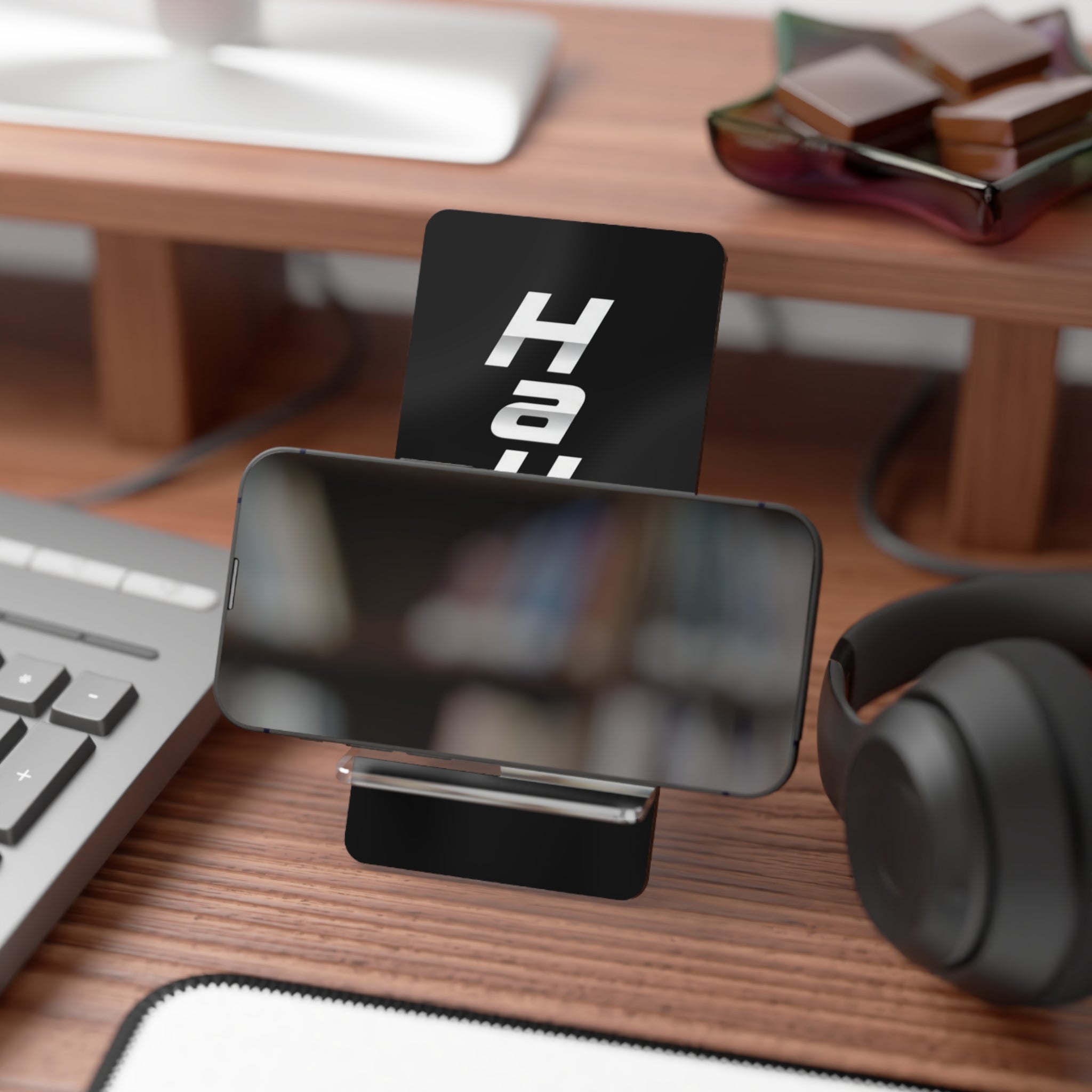 Phone Stand — Black 'HaulR' Vertical Logo Mobile Display Stand