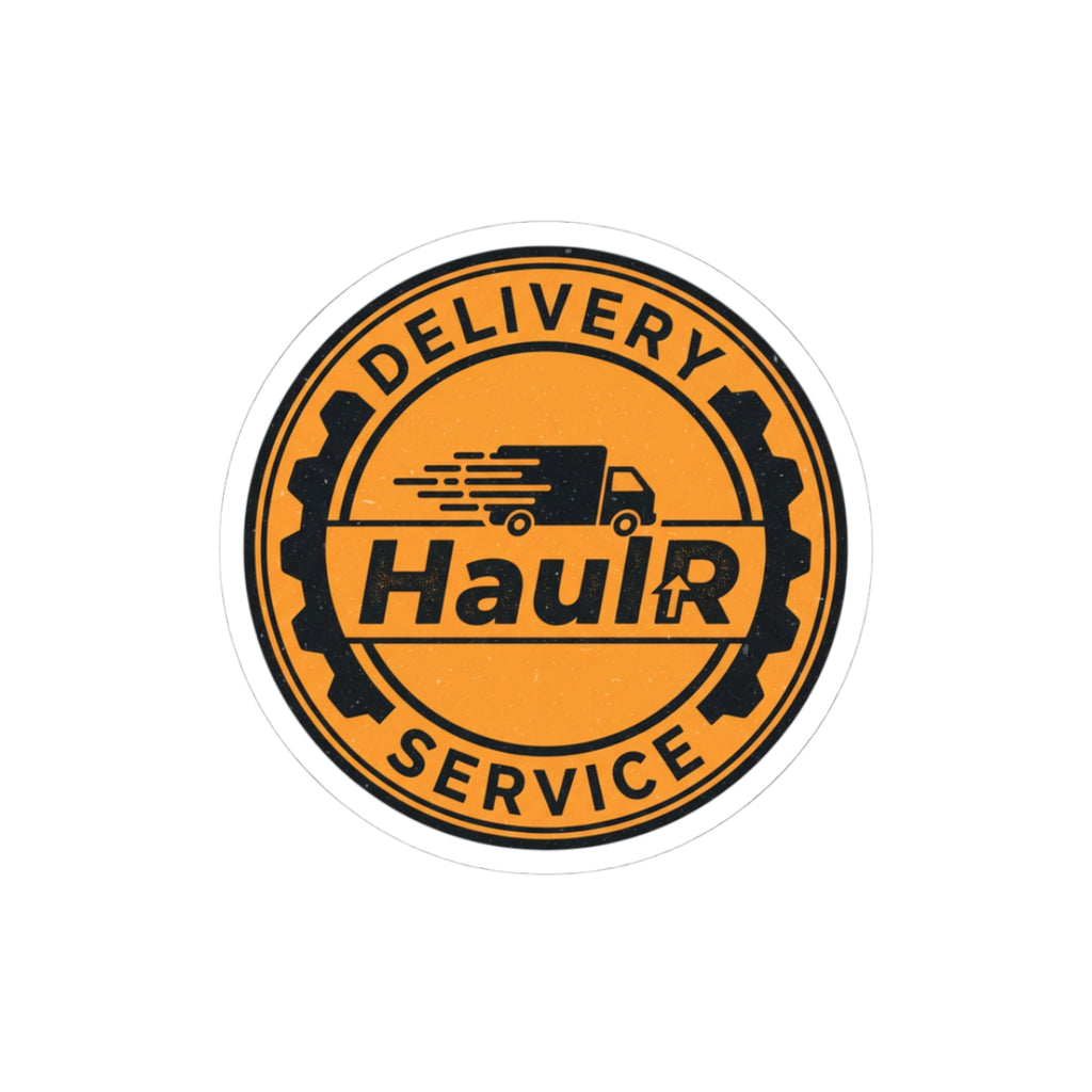 HaulR Delivery Service Round Kiss-Cut Sticker – Truck Logo Decal for Laptops, Water Bottles & Trucks