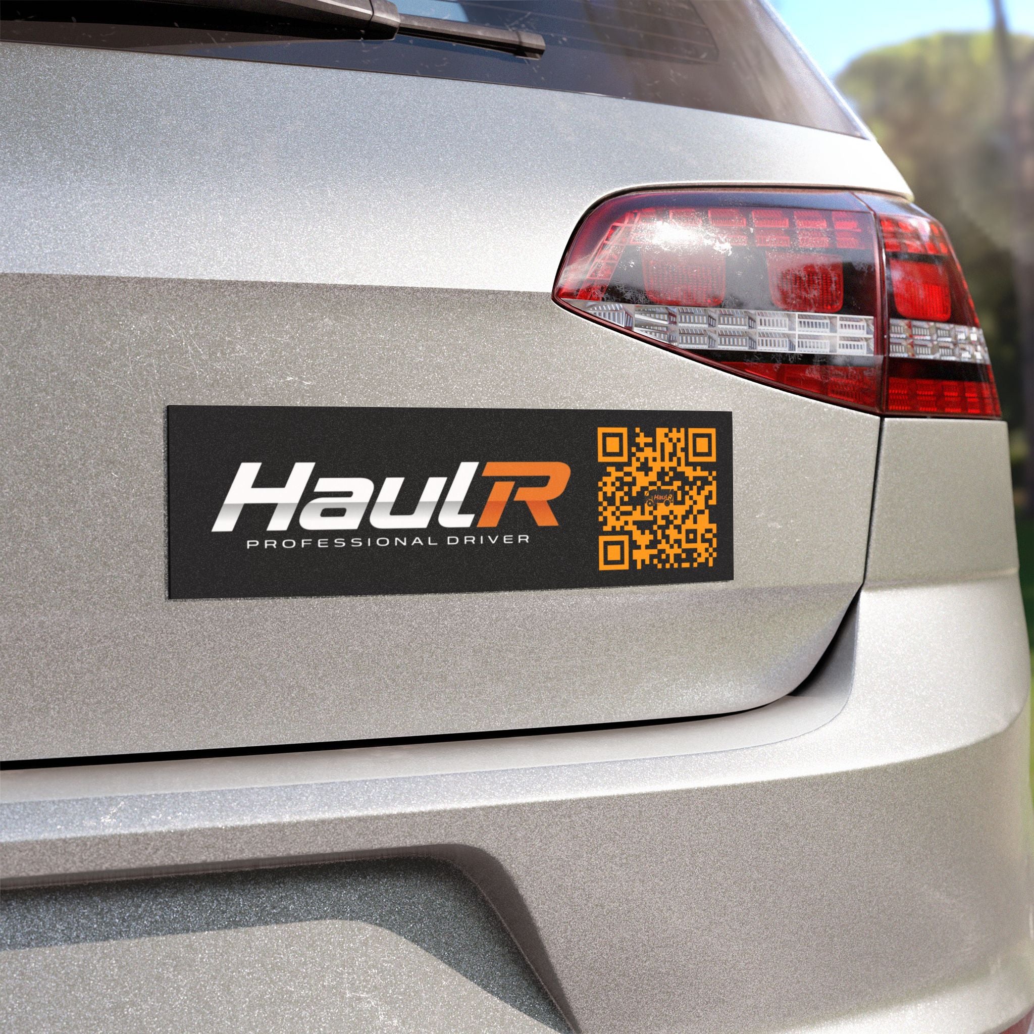 HaulR Professional Driver QR Car Magnet — Black & Orange Fleet Sign