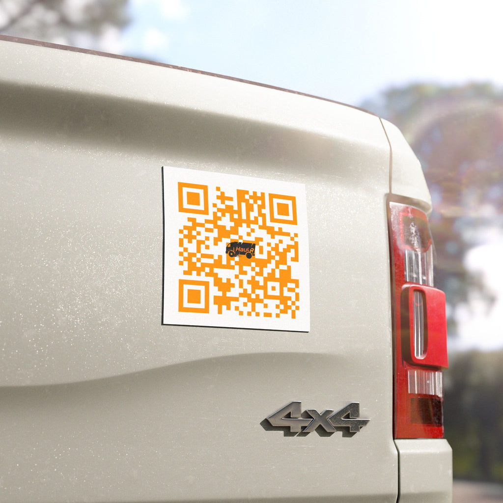 Custom QR Code Car Magnet — Orange QR with HaulR Logo